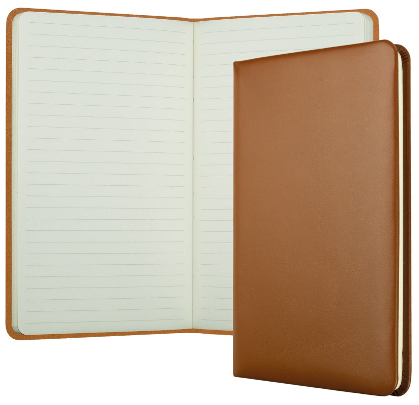 Notizbuch DIN A5 schmal (gebunden) | Echtleder | BOXCALF hellbraun